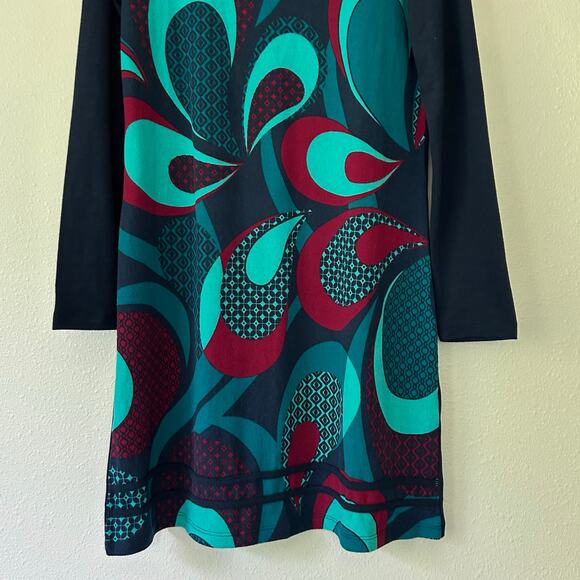 New Coline Artsy Abstract Swirl shift Dress 60s 70s inspired Bohemian hippie L - Picture 3 of 11
